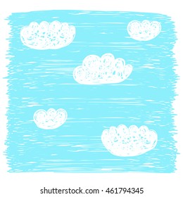 Background of Pencil Drawing sky and Clouds