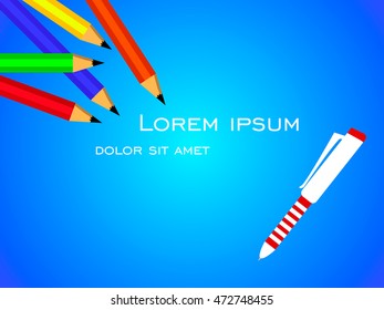 Background with pencils and pen