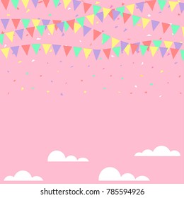 background with pennants, party, flat color