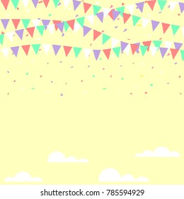 background with pennants, party, flat color