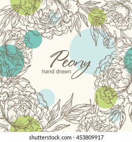 Background with peony. hand drawn 