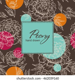 Background with peony. hand drawn