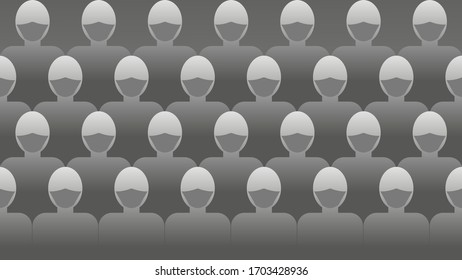 Background of people in protective masks during an outbreak of the covid-19 virus. Concept of coronavirus quarantine vector illustration