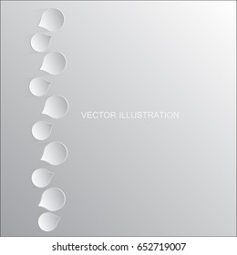Background with petals made of paper.Vector illustration in grey colors.