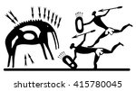 Background with a petroglyphic ancient fresco about hunting.