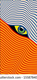 Background for phone screen. A background of colored lines where the eye is looking at you in the middle.