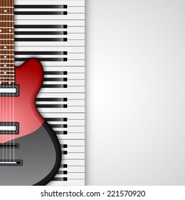 Background with piano keys and electric guitar. Music background. EPS10 vector