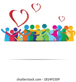 Background pictogram showing figures happy family