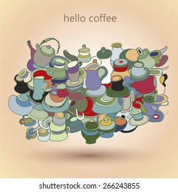 The background picture with a coffee & tea theme . An example of a design for posters, flyers, brochure, for restaurants and coffee company.