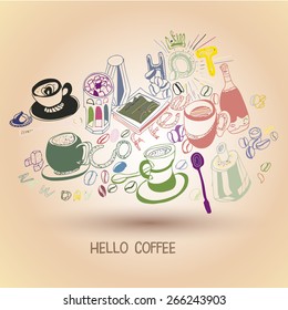 The background picture with a coffee theme . An example of a design for posters, flyers, brochure, for restaurants and coffee company.