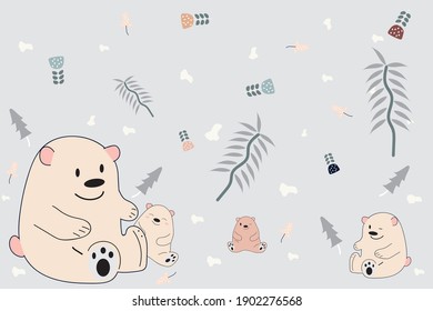 The background picture features bears and leaves and rocks and mushrooms.