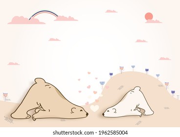The background picture features bears and leaves and rocks and mushrooms.