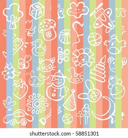 background with pictures in a children's style