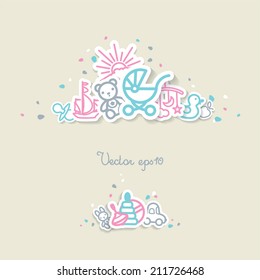 Background with pictures - children's subject. Vector.