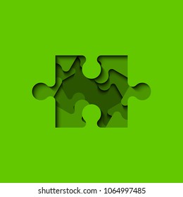 Background piece puzzle paper cut pattern. Abstrect puzzles picture. Simple piece puzzle wallpaper template. Vector paper cut banner presentation picture.