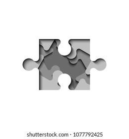 Background piece puzzle paper cut pattern. Abstrect puzzles picture. Simple piece puzzle wallpaper template. Vector paper cut banner presentation picture.