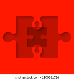 Background piece puzzle paper cut pattern. Abstract picture. Simple piece puzzle wallpaper template. Vector paper cut banner presentation picture.