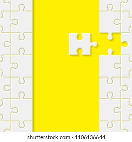 Background lot of piece puzzle paper cut pattern. Abstract puzzles seamless picture. Simple piece puzzle wallpaper template. Vector paper cut banner seamless picture. Background business presentation