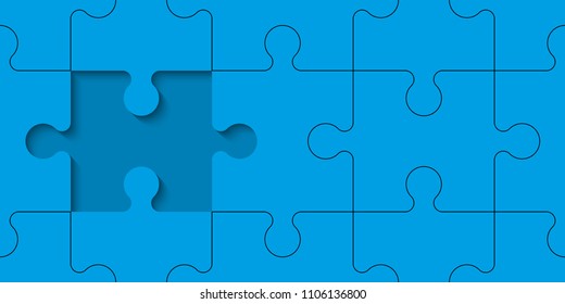 Background lot of piece puzzle paper cut pattern. Abstract puzzles seamless picture. Simple piece puzzle wallpaper template. Vector paper cut banner seamless picture. Background business presentation