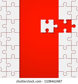 Background lot of piece puzzle paper cut pattern. Abstract puzzles seamless picture. Simple piece puzzle wallpaper template. Vector paper cut banner seamless picture. Background business presentation