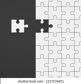 Background a lot of piece puzzle paper cut pattern. Abstract puzzles picture. Simple piece puzzle wallpaper template. Vector paper cut banner presentation picture. Background for business presentation