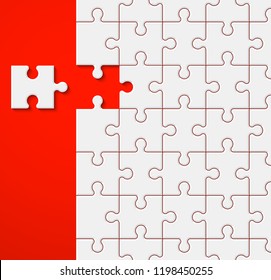 Background a lot of piece puzzle paper cut pattern. Abstract puzzles picture. Simple piece puzzle wallpaper template. Vector paper cut banner presentation picture. Background for business presentation