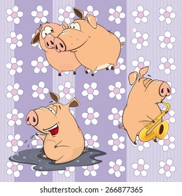 A background with pigs. Vector seamless pattern 