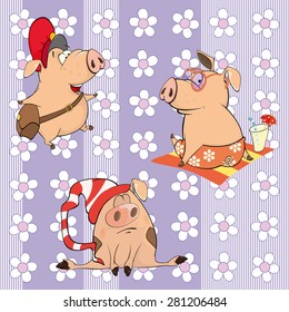A background with pigs. Vector seamless pattern 