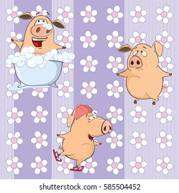 A background with pigs. Vector seamless pattern 