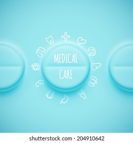 Background with pills, medical care, eps 10