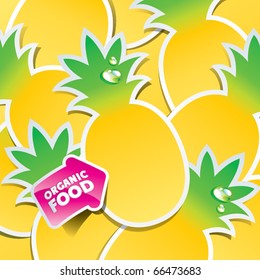 Background from pineapple with an arrow by organic food. Vector illustration.