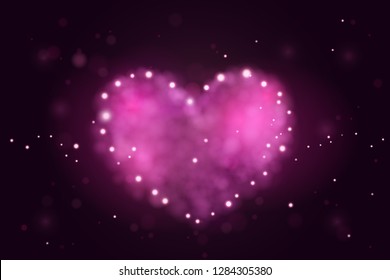 Background with Pink 3d realistic hearts. Beautiful abstract blurred wallpaper. Valentine day love design. Vector illustration. Vector cute romantic banner design. Valentine day card
