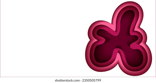 Background with pink abstract multilayered wavy pattern. Paper art style. Template design for posters, banners, flyers, booklets.