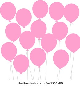 Background with pink balloons, Flat color