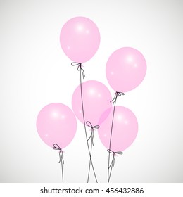 Background with pink balloons, multicolored balloons.