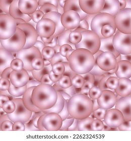 Background with pink balls, blur effect. 3d round spheres. Geometric design elements circle ball pattern. Flying shapes in empty space. Design for poster, banner, placard. vector illustration.