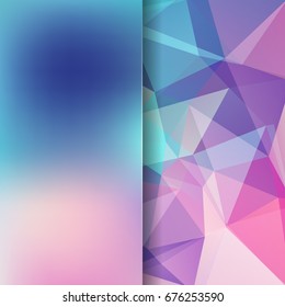 Background of pink, blue geometric shapes. Blur background with glass. Colorful mosaic pattern. Vector EPS 10. Vector illustration