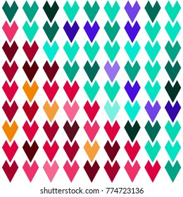 Background of pink and blue hearts on a white background