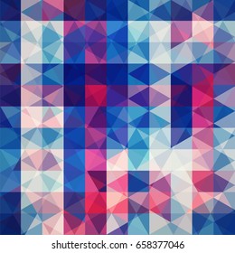 Background of pink, blue, purple geometric shapes. Abstract triangle geometrical background. Mosaic pattern. Vector EPS 10. Vector illustration