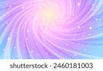 Background of pink and blue shining swirl of magic, sky and stars. Vector image for holiday decoration, fairy tale, adventure, concert, children