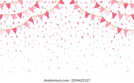 Background with pink bunting and serpentine, vector eps10 illustration