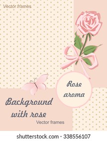 Background in pink colors with rose and butterfly.