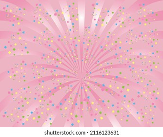 Fondo de las líneas concentradas rosadas con confeti