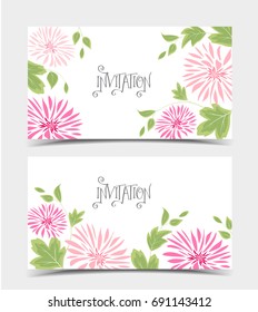 Background of pink flowers and leaves