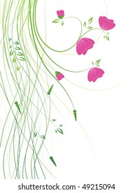 Background  with pink   flowers . Vector illustration