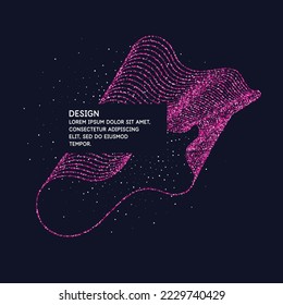 Background with pink glitter. Poster with lines consisting of particles.