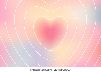 Gradiente rosa de fondo con corazón. Plantilla romántica para afiche. Diseño para el Día de San Valentín al estilo y2k