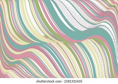 Background with pink and green stripes and dots. Simple overall design. For cards, wallpapers, Backdrops. Vector
