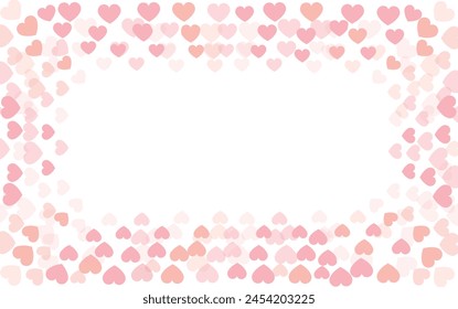 Background with pink hearts. Border with pink hearts. Lovely frame for holidays. Vector illustration.