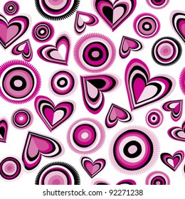 Background with pink hearts and circles
